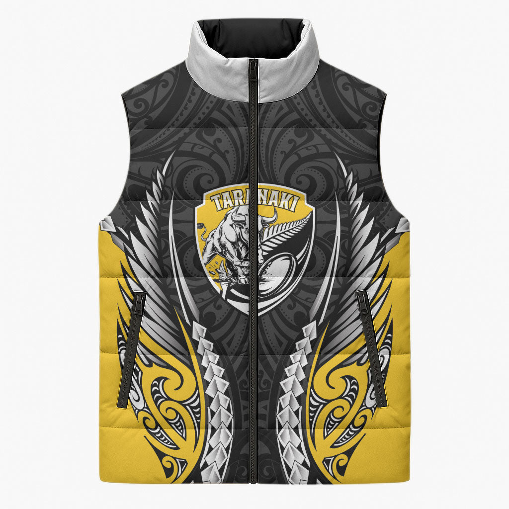 Taranaki 2026 Rugby Custom Sleeveless Puffer Jacket NZ Maori Silver Fern