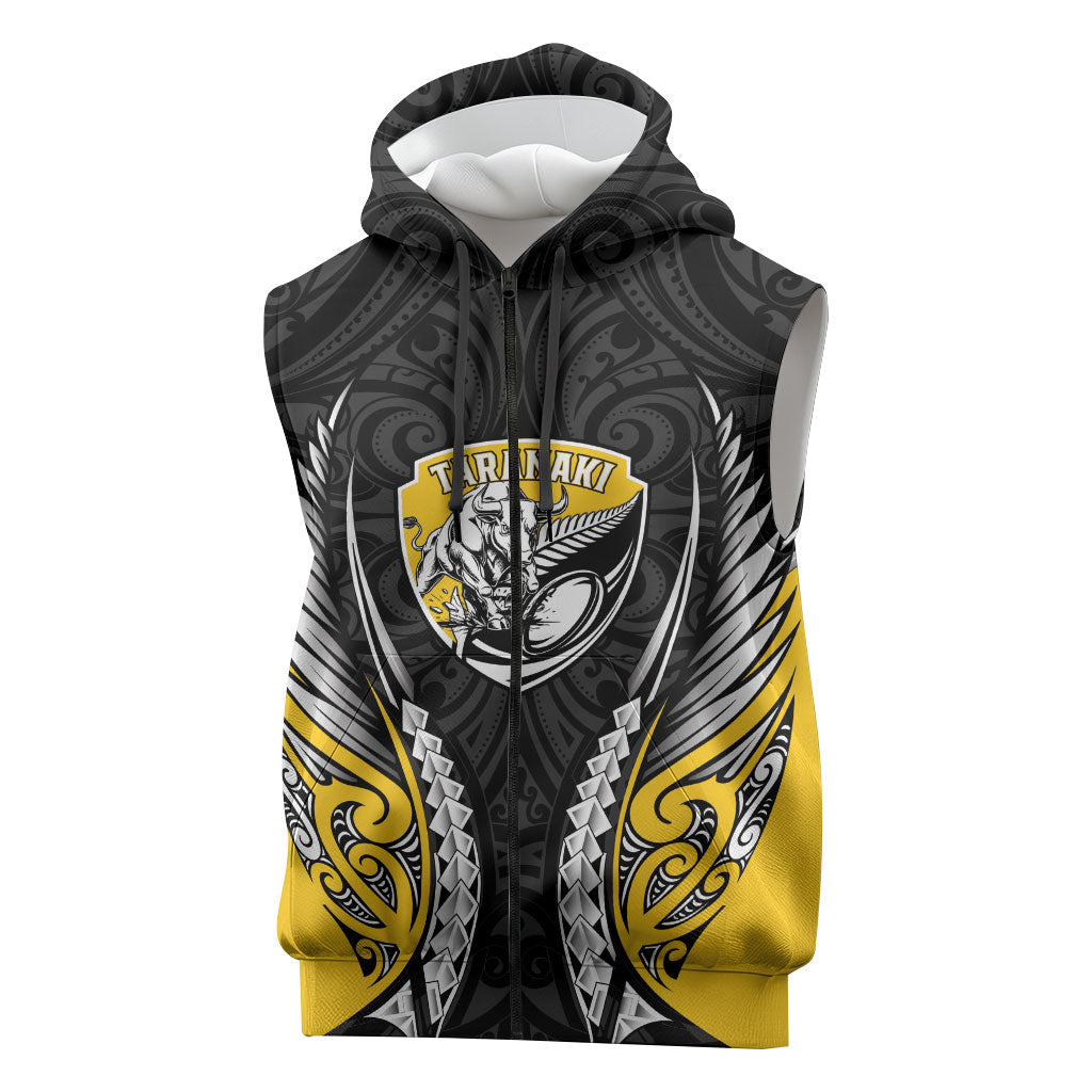 Taranaki 2026 Rugby Custom Sleeveless Zip Hoodie NZ Maori Silver Fern