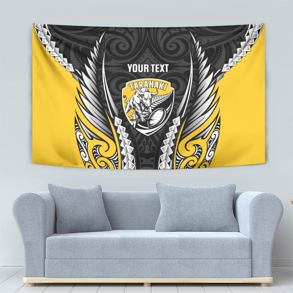 Taranaki 2026 Rugby Custom Tapestry NZ Maori Silver Fern