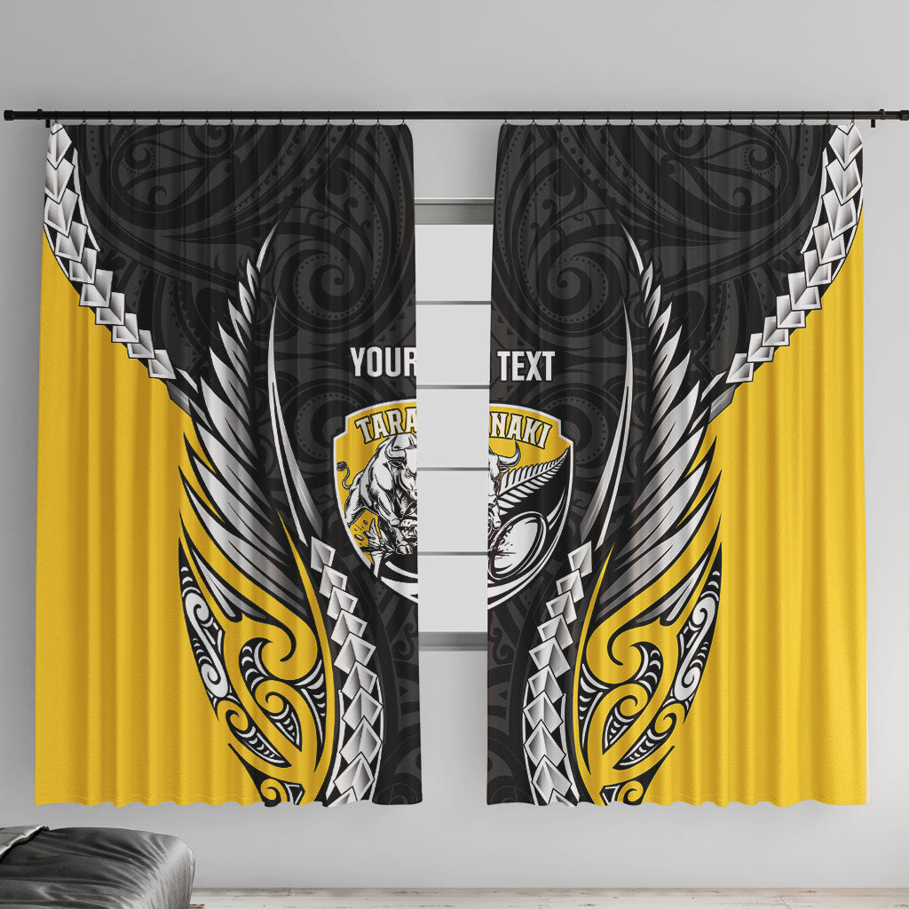 Taranaki 2026 Rugby Custom Window Curtain NZ Maori Silver Fern