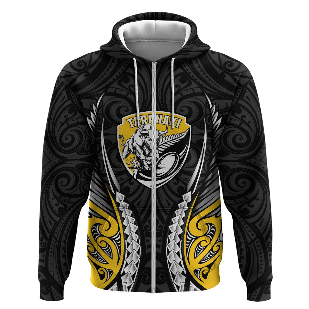 Taranaki 2026 Rugby Custom Zip Hoodie NZ Maori Silver Fern
