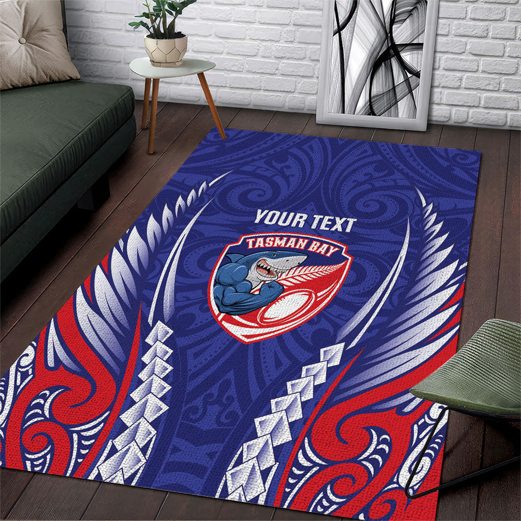 Tasman Bay 2026 Rugby Custom Area Rug NZ Maori Silver Fern LT14 Blue - Polynesian Pride