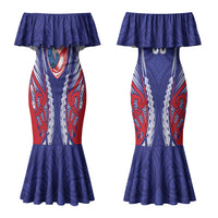 Tasman Bay 2026 Rugby Custom Couples Matching Mermaid Dress and Long Sleeve Button Shirt NZ Maori Silver Fern LT14 - Polynesian Pride