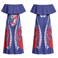 Tasman Bay 2026 Rugby Custom Couples Matching Off Shoulder Maxi Dress and Hawaiian Shirt NZ Maori Silver Fern LT14 - Polynesian Pride