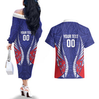 Tasman Bay 2026 Rugby Custom Couples Matching Off The Shoulder Long Sleeve Dress and Hawaiian Shirt NZ Maori Silver Fern