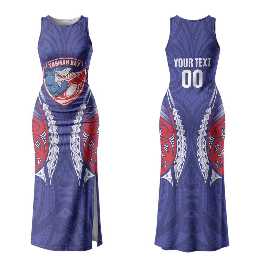 Tasman Bay 2026 Rugby Custom Couples Matching Tank Maxi Dress and Long Sleeve Button Shirt NZ Maori Silver Fern LT14 - Polynesian Pride
