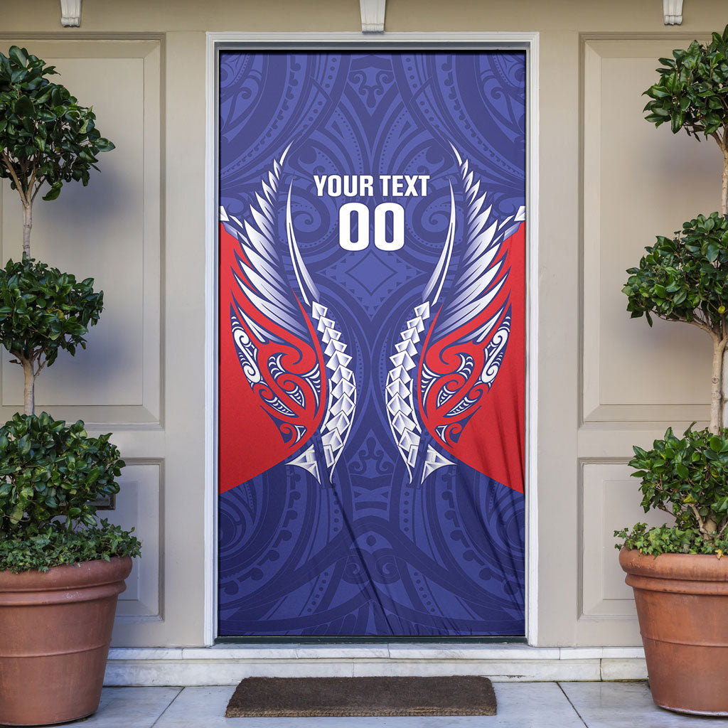 Tasman Bay 2026 Rugby Custom Door Cover NZ Maori Silver Fern LT14 Blue - Polynesian Pride