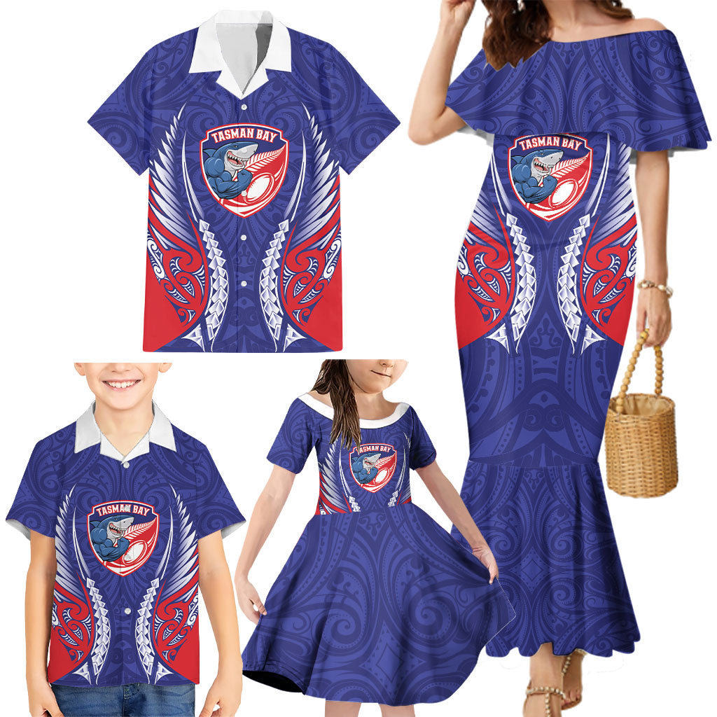 Tasman Bay 2026 Rugby Custom Family Matching Mermaid Dress and Hawaiian Shirt NZ Maori Silver Fern