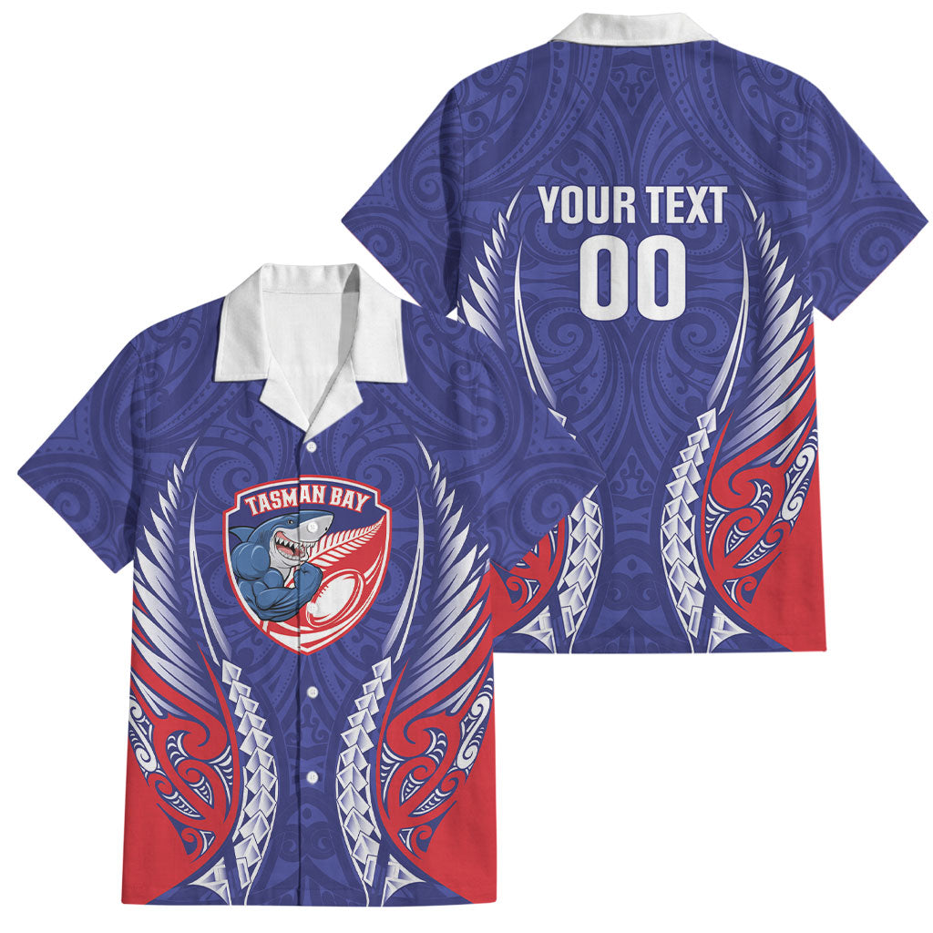 Tasman Bay 2026 Rugby Custom Family Matching Off Shoulder Maxi Dress and Hawaiian Shirt NZ Maori Silver Fern LT14 Dad's Shirt - Short Sleeve Blue - Polynesian Pride