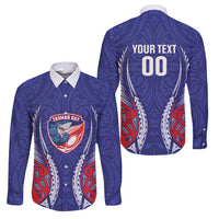 Tasman Bay 2026 Rugby Custom Family Matching Off Shoulder Maxi Dress and Hawaiian Shirt NZ Maori Silver Fern LT14 Dad's Shirt - Long Sleeve Blue - Polynesian Pride