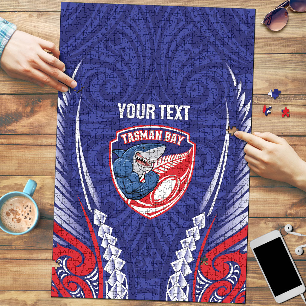 Tasman Bay 2026 Rugby Custom Puzzle NZ Maori Silver Fern LT14 Blue - Polynesian Pride