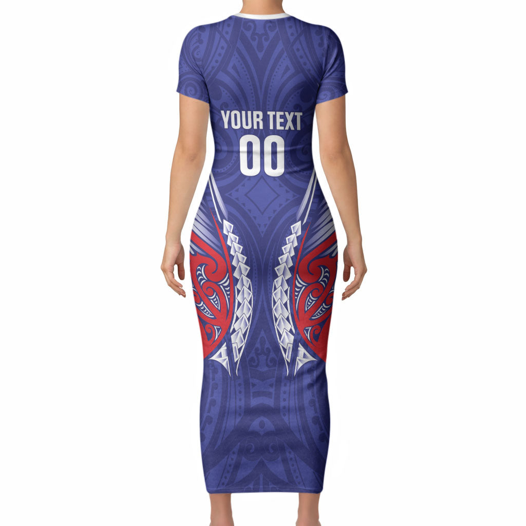 Tasman Bay 2026 Rugby Custom Short Sleeve Bodycon Dress NZ Maori Silver Fern LT14 - Polynesian Pride