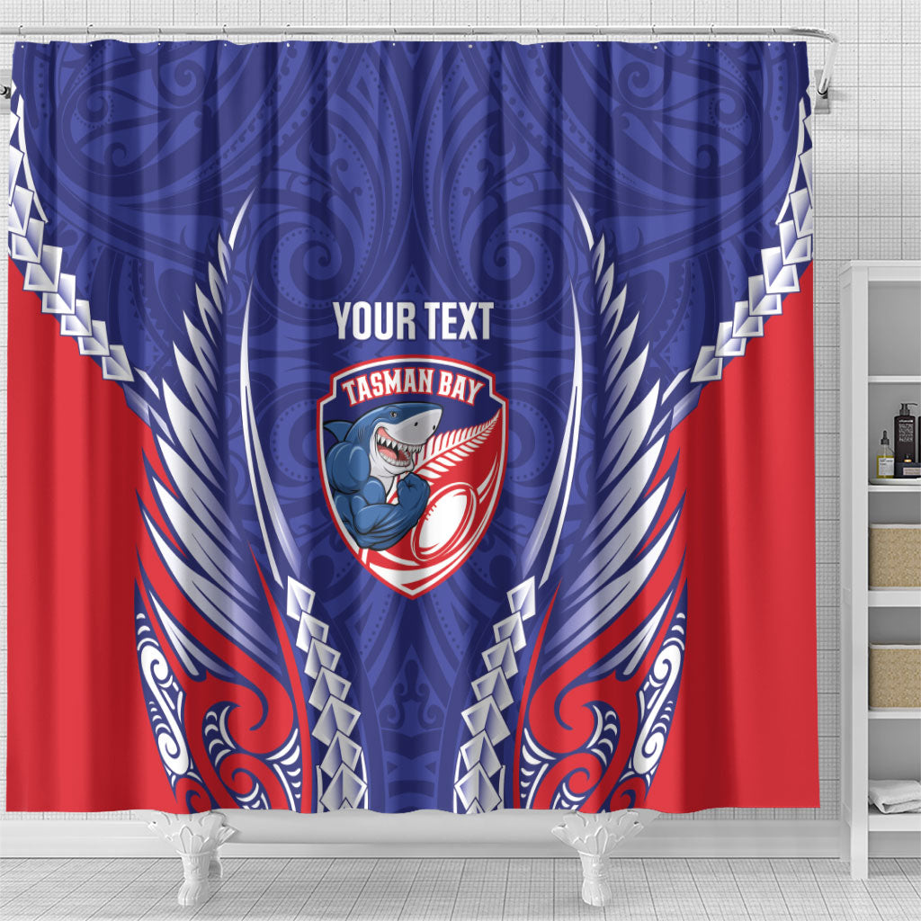 Tasman Bay 2026 Rugby Custom Shower Curtain NZ Maori Silver Fern