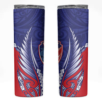 Tasman Bay 2026 Rugby Custom Skinny Tumbler NZ Maori Silver Fern LT14 Blue - Polynesian Pride