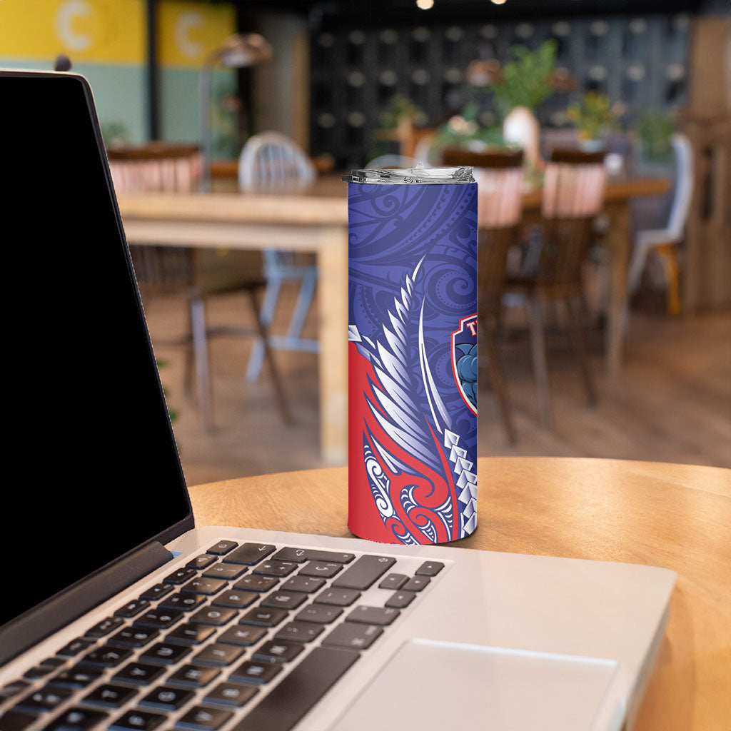 Tasman Bay 2026 Rugby Custom Skinny Tumbler NZ Maori Silver Fern LT14 - Polynesian Pride