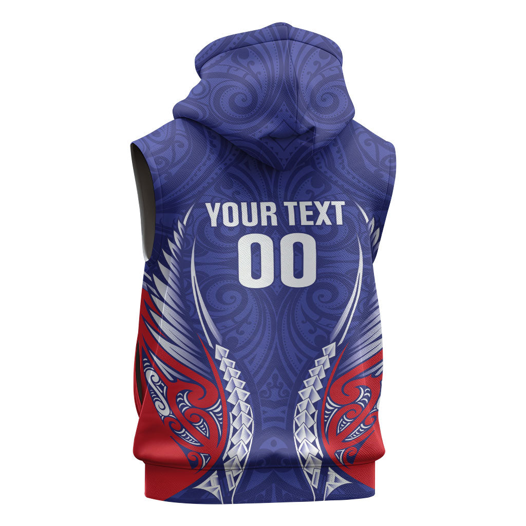 Tasman Bay 2026 Rugby Custom Sleeveless Zip Hoodie NZ Maori Silver Fern