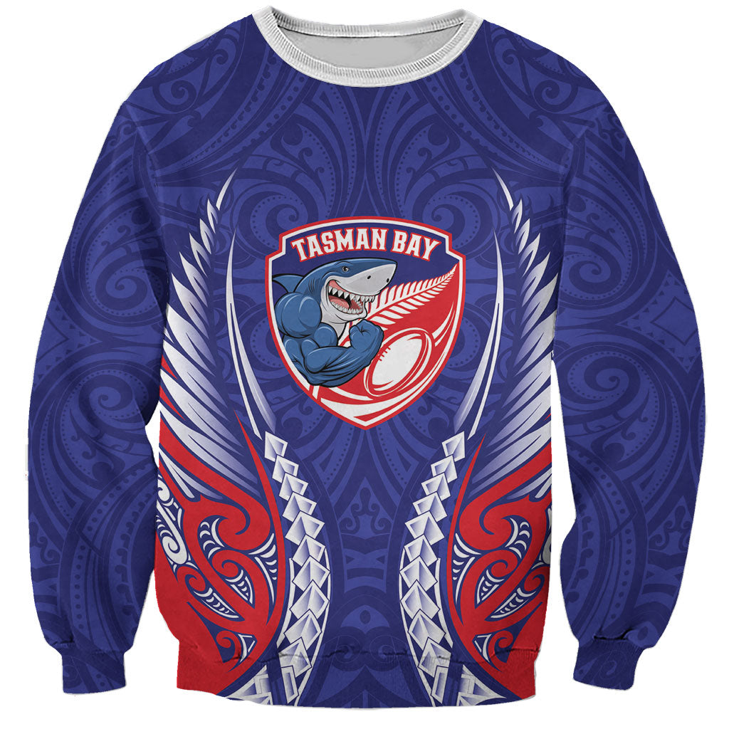 Tasman Bay 2026 Rugby Custom Sweatshirt NZ Maori Silver Fern LT14 Unisex Blue - Polynesian Pride