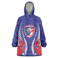 Tasman Bay 2026 Rugby Custom Wearable Blanket Hoodie NZ Maori Silver Fern LT14 One Size Blue - Polynesian Pride
