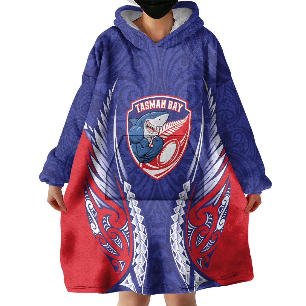 Tasman Bay 2026 Rugby Custom Wearable Blanket Hoodie NZ Maori Silver Fern LT14 - Polynesian Pride