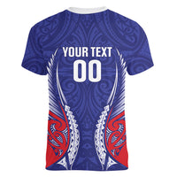 Tasman Bay 2026 Rugby Custom Women V-Neck T-Shirt NZ Maori Silver Fern LT14 - Polynesian Pride