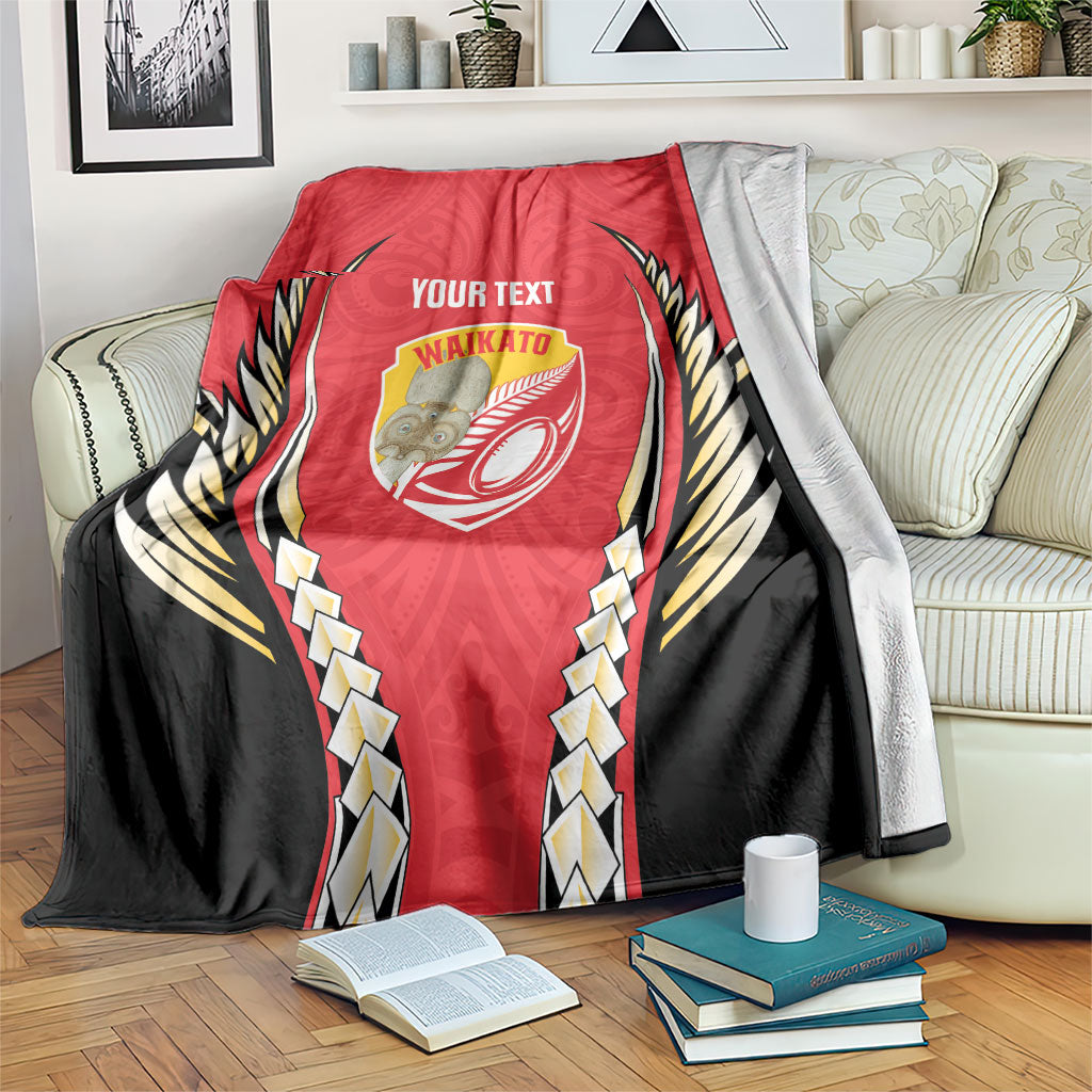 Waikato 2026 Rugby Custom Blanket NZ Maori Silver Fern LT14 Red - Polynesian Pride