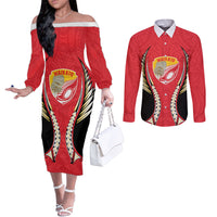 Waikato 2026 Rugby Custom Couples Matching Off The Shoulder Long Sleeve Dress and Long Sleeve Button Shirt NZ Maori Silver Fern