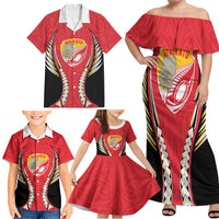 Waikato 2026 Rugby Custom Family Matching Off Shoulder Maxi Dress and Hawaiian Shirt NZ Maori Silver Fern LT14 - Polynesian Pride