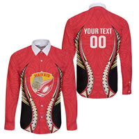 Waikato 2026 Rugby Custom Family Matching Off Shoulder Maxi Dress and Hawaiian Shirt NZ Maori Silver Fern LT14 Dad's Shirt - Long Sleeve Red - Polynesian Pride