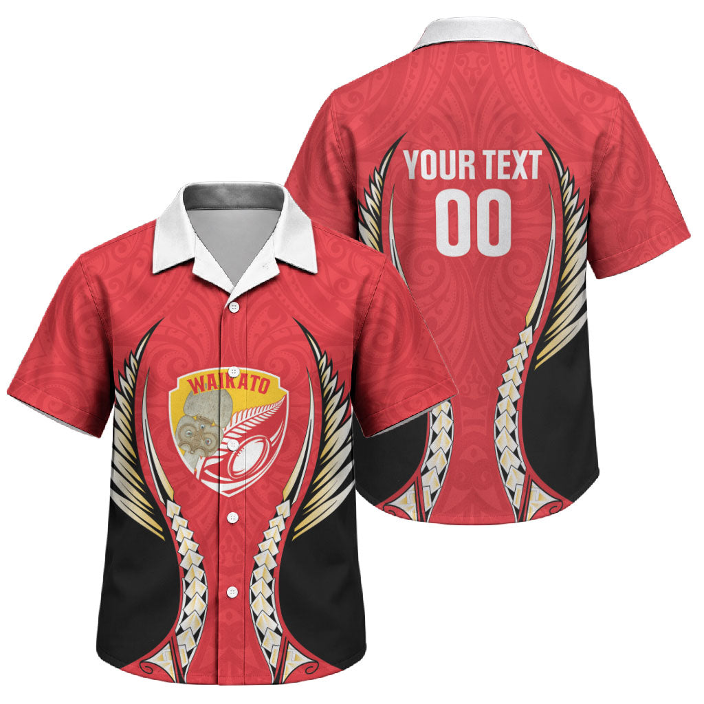 Waikato 2026 Rugby Custom Family Matching Off Shoulder Maxi Dress and Hawaiian Shirt NZ Maori Silver Fern LT14 Son's Shirt Red - Polynesian Pride