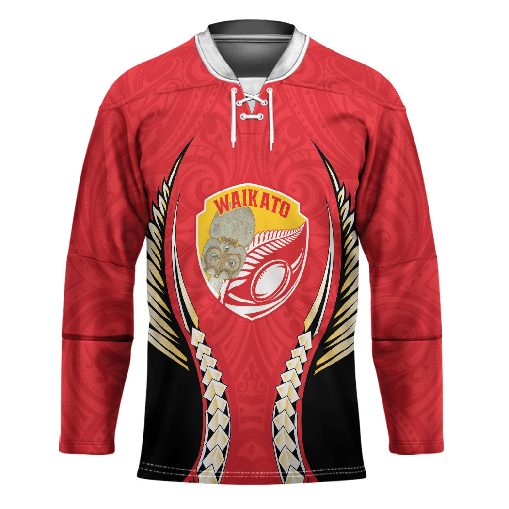 Waikato 2026 Rugby Custom Hockey Jersey NZ Maori Silver Fern LT14 Unisex Red - Polynesian Pride