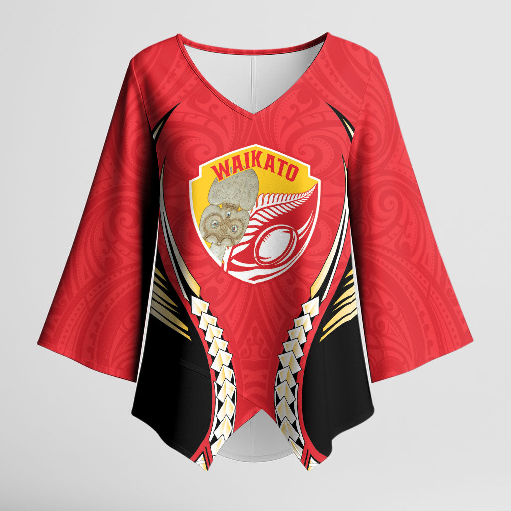 Waikato 2026 Rugby Custom Kimono Sleeve Blouse NZ Maori Silver Fern
