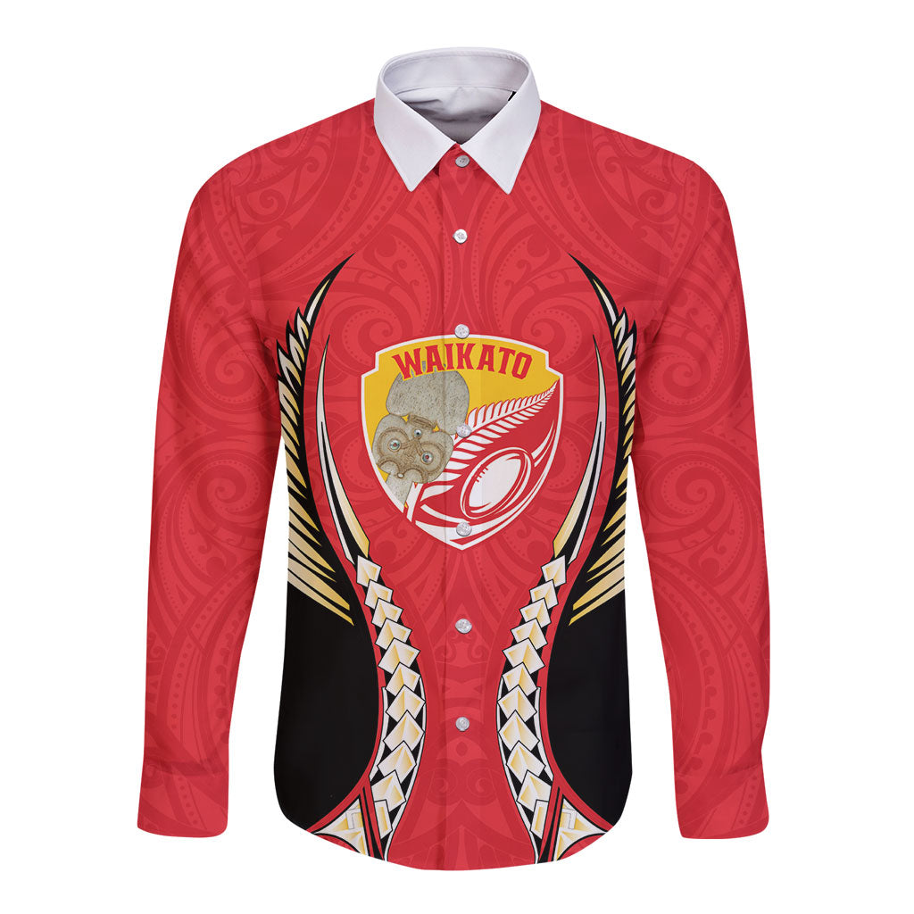 Waikato 2026 Rugby Custom Long Sleeve Button Shirt NZ Maori Silver Fern
