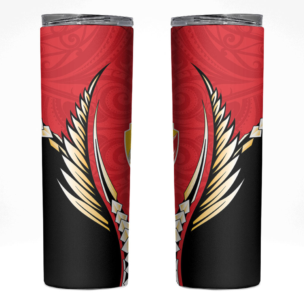 Waikato 2026 Rugby Custom Skinny Tumbler NZ Maori Silver Fern LT14 Red - Polynesian Pride