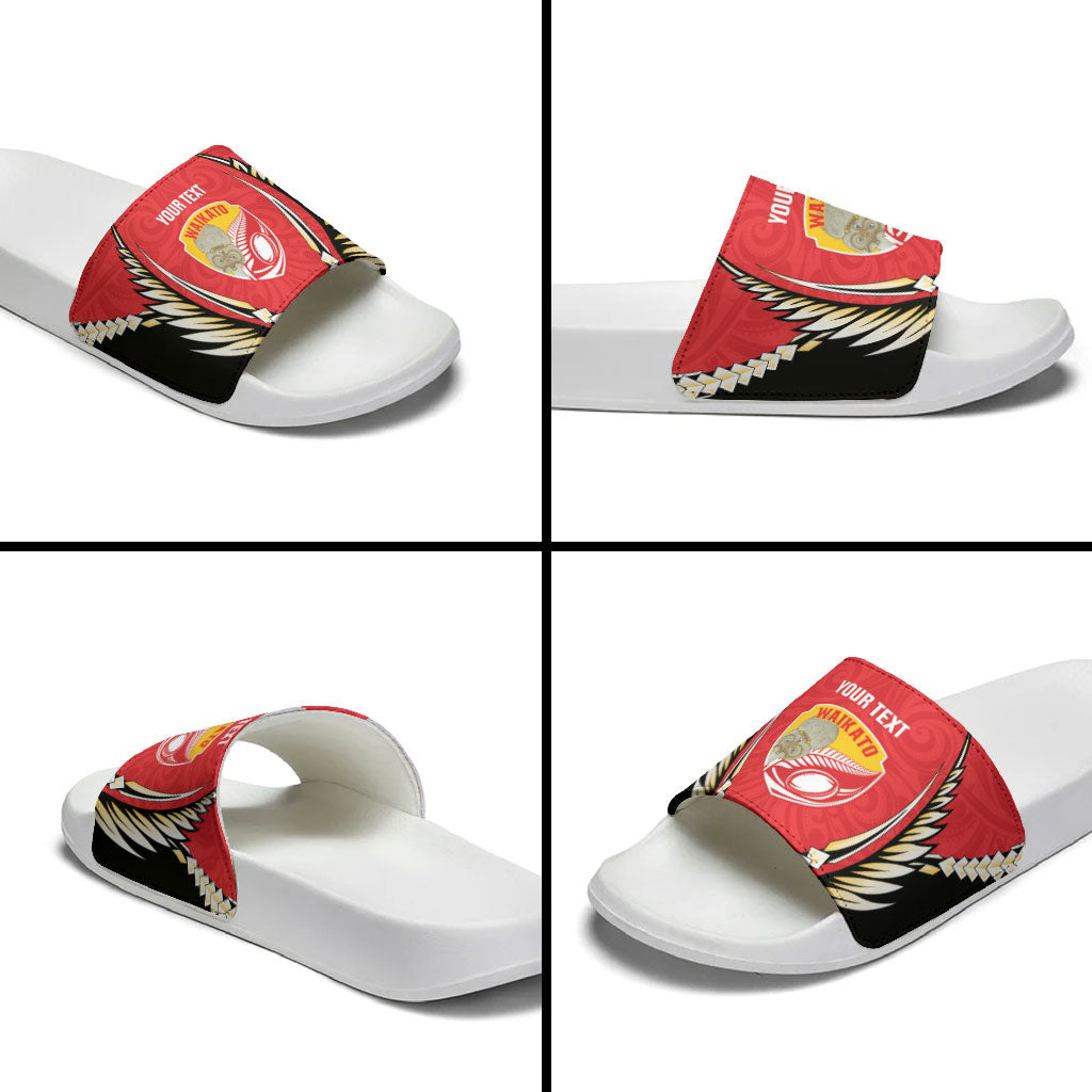 Waikato 2026 Rugby Custom Slide Sandals NZ Maori Silver Fern