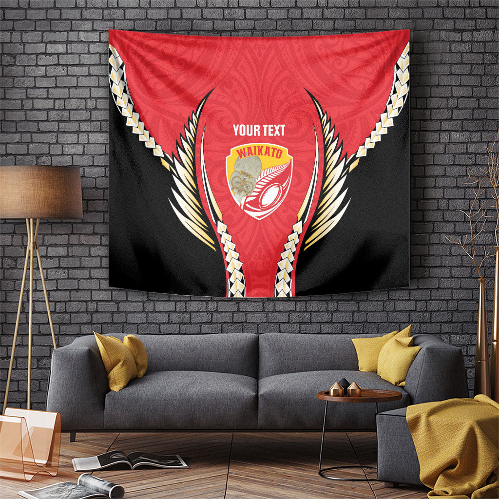 Waikato 2026 Rugby Custom Tapestry NZ Maori Silver Fern LT14 Red - Polynesian Pride