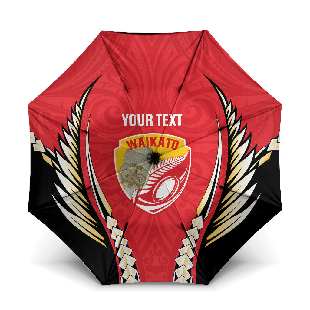 Waikato 2026 Rugby Custom Umbrella NZ Maori Silver Fern LT14 One Size Folded 11.42 inch Opened Diameter 37.4 inch Red - Polynesian Pride
