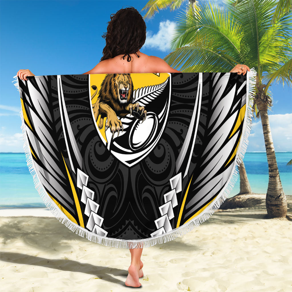 Wellington 2026 Rugby Custom Beach Blanket NZ Maori Silver Fern