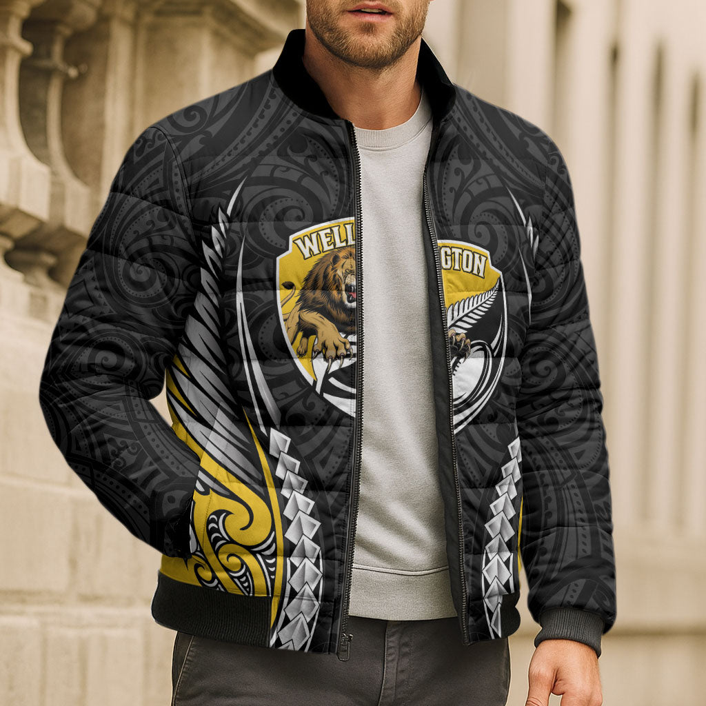 Wellington 2026 Rugby Custom Bomber Puffer Jacket NZ Maori Silver Fern