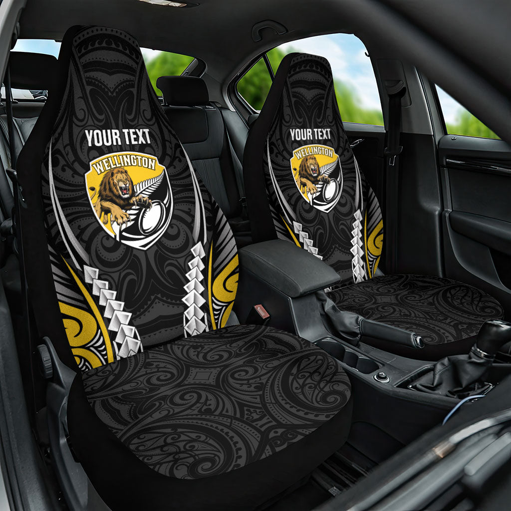 Wellington 2026 Rugby Custom Car Seat Cover NZ Maori Silver Fern LT14 One Size Black - Polynesian Pride