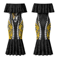 Wellington 2026 Rugby Custom Couples Matching Mermaid Dress and Long Sleeve Button Shirt NZ Maori Silver Fern LT14 - Polynesian Pride