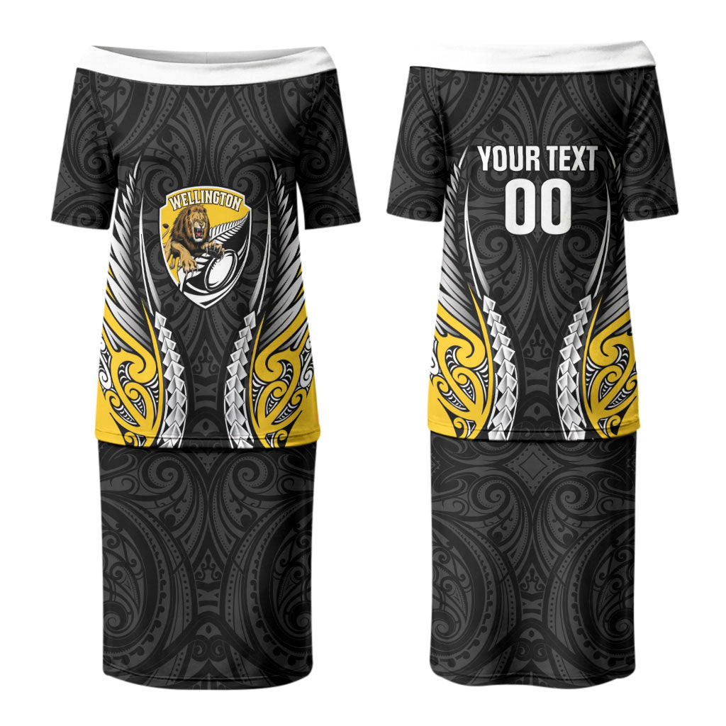 Wellington 2026 Rugby Custom Couples Matching Puletasi and Long Sleeve Button Shirt NZ Maori Silver Fern LT14 - Polynesian Pride