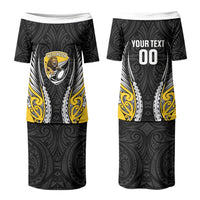 Wellington 2026 Rugby Custom Couples Matching Puletasi and Long Sleeve Button Shirt NZ Maori Silver Fern LT14 - Polynesian Pride
