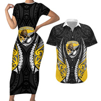 Wellington 2026 Rugby Custom Couples Matching Short Sleeve Bodycon Dress and Hawaiian Shirt NZ Maori Silver Fern