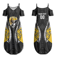 Wellington 2026 Rugby Custom Couples Matching Summer Maxi Dress and Hawaiian Shirt NZ Maori Silver Fern LT14 - Polynesian Pride
