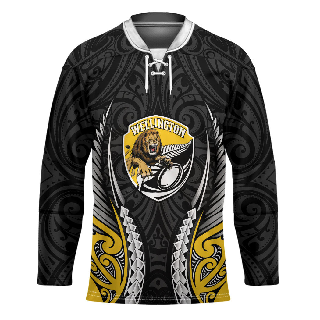 Wellington 2026 Rugby Custom Hockey Jersey NZ Maori Silver Fern LT14 Unisex Black - Polynesian Pride