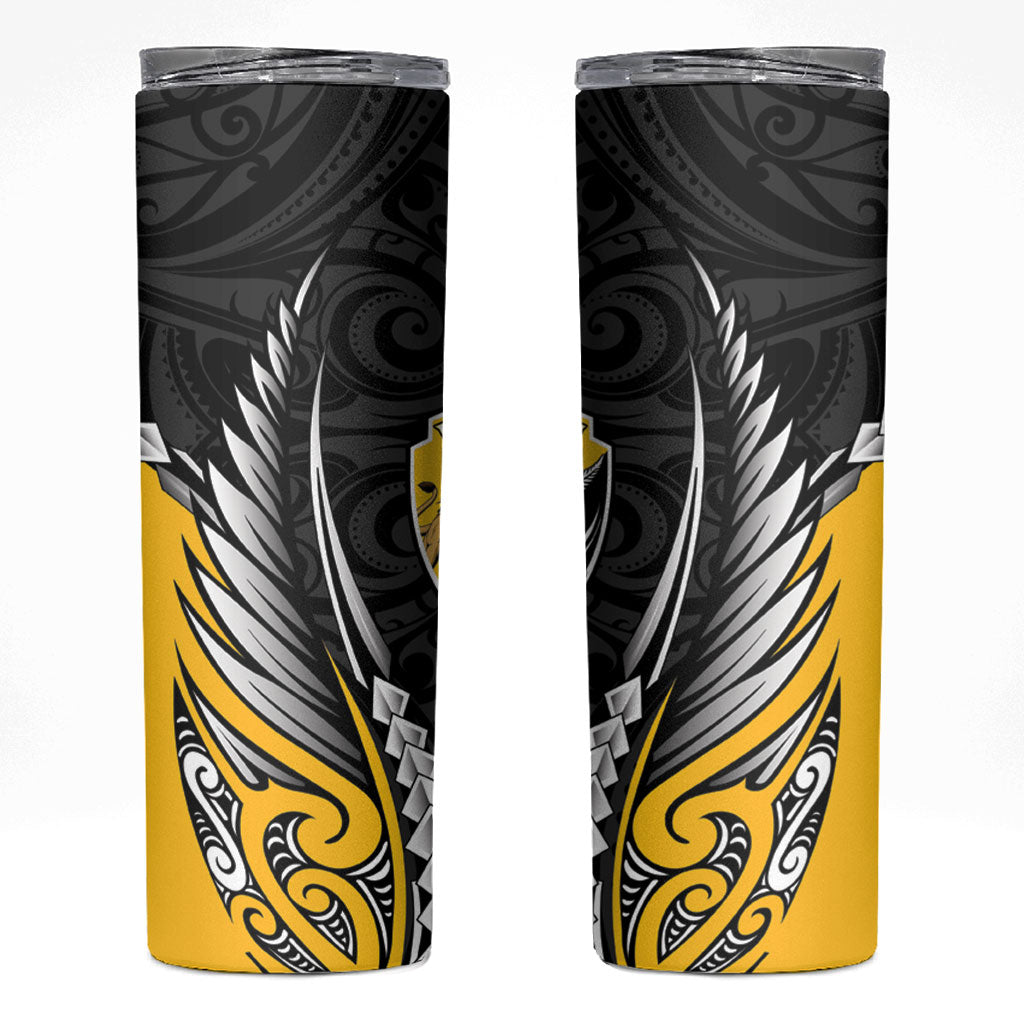 Wellington 2026 Rugby Custom Skinny Tumbler NZ Maori Silver Fern LT14 Black - Polynesian Pride