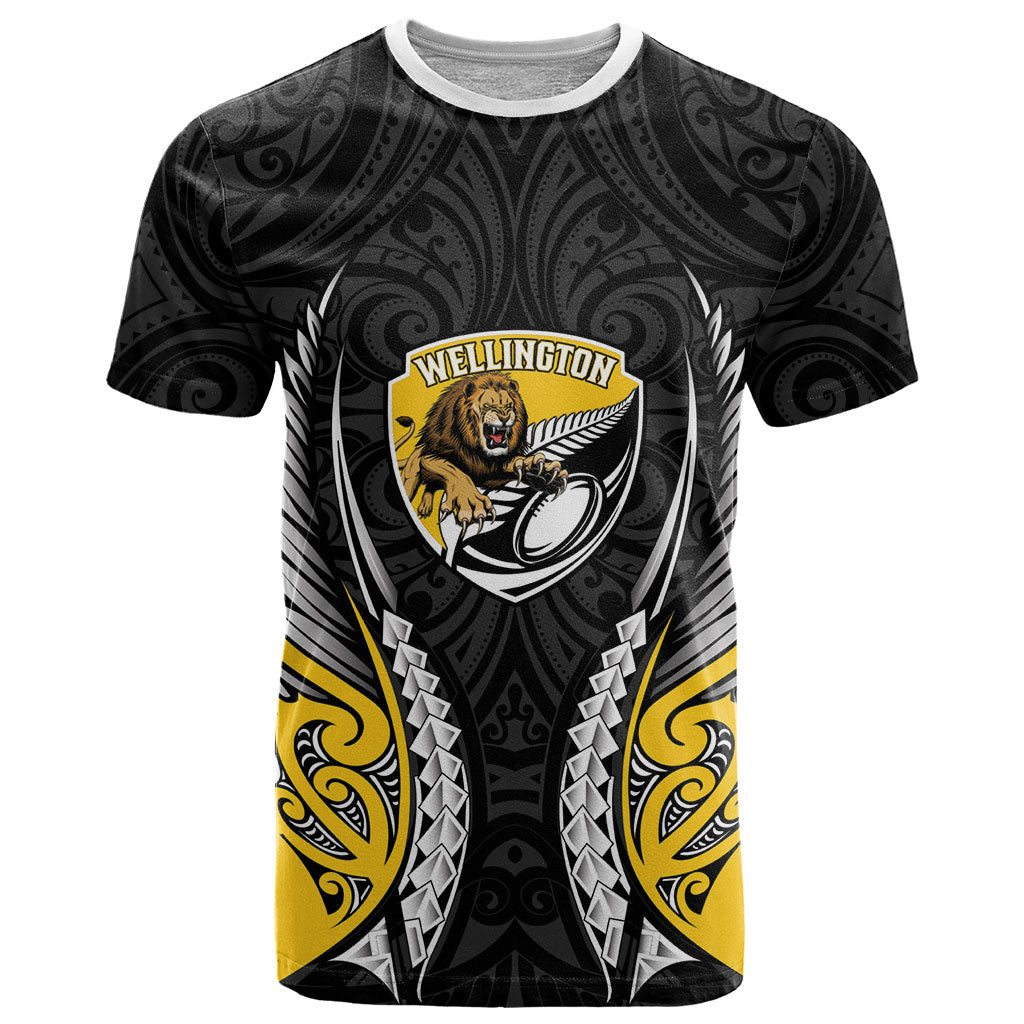 Wellington 2026 Rugby Custom T Shirt NZ Maori Silver Fern LT14 Black - Polynesian Pride