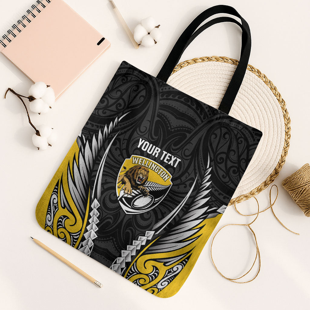 Wellington 2026 Rugby Custom Tote Bag NZ Maori Silver Fern LT14 Black Strap One Size Black - Polynesian Pride