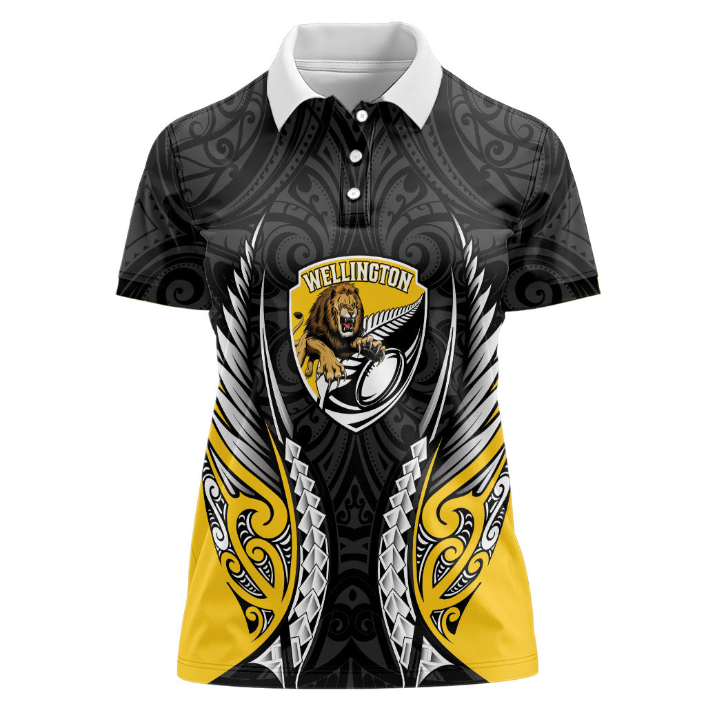 Wellington 2026 Rugby Custom Women Polo Shirt NZ Maori Silver Fern LT14 Female Black - Polynesian Pride