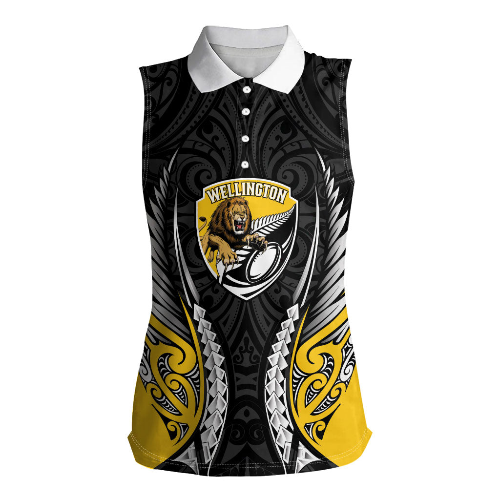 Wellington 2026 Rugby Custom Women Sleeveless Polo Shirt NZ Maori Silver Fern LT14 Female Black - Polynesian Pride
